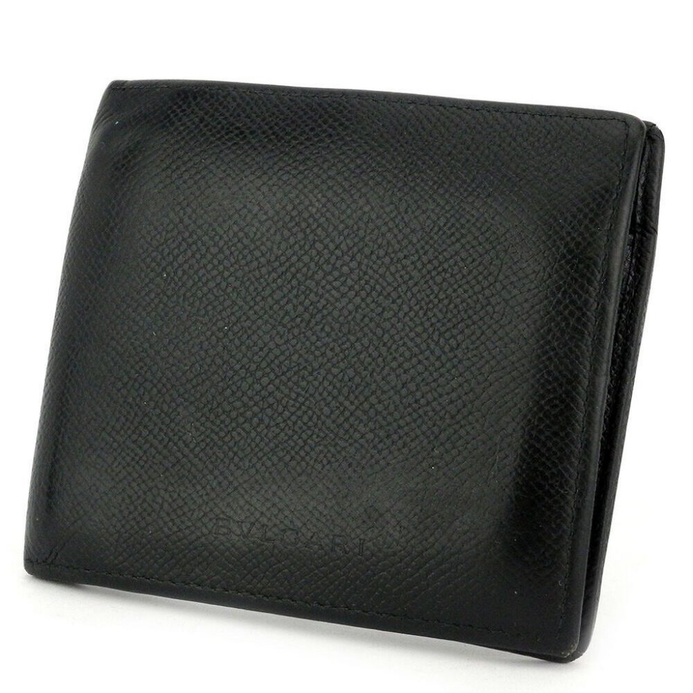 BVLGARI two-fold wallet leather Authentic used